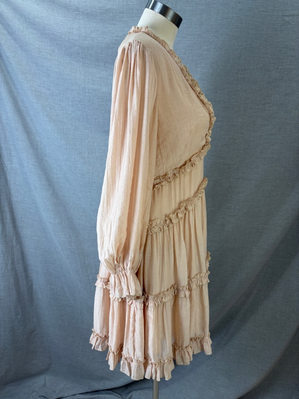 Princess Polly Pink Ruffle Mini Dress Open Back Long Sleeve 8 Pastel Party - Picture 8 of 11